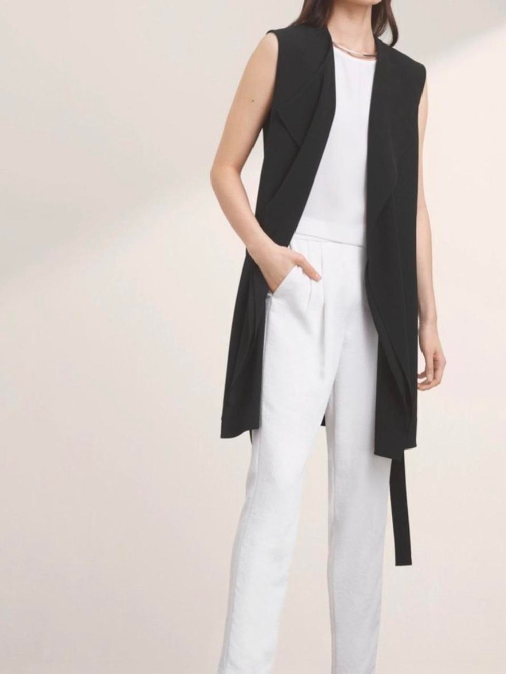 Babaton Black Sleeveless Long Vest